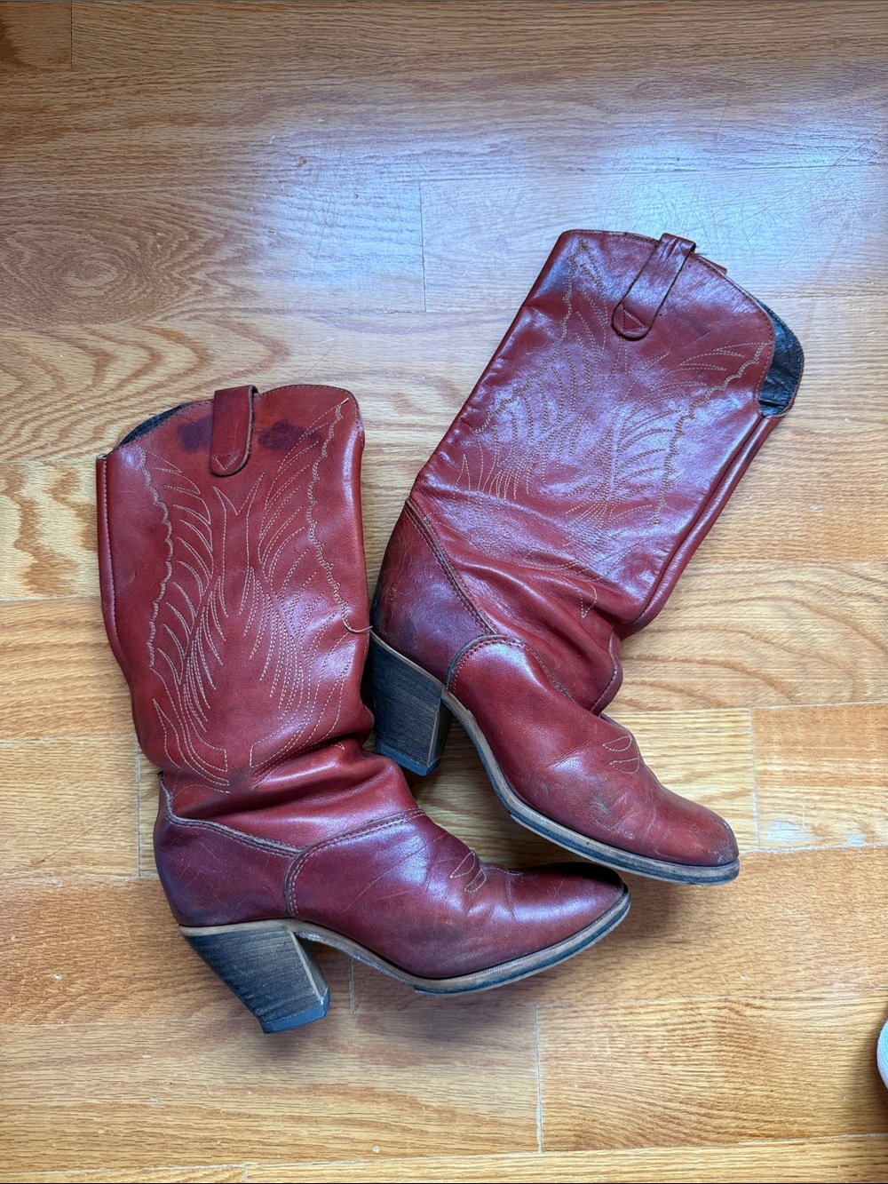 Authentic Leather Red Cowboy Boots